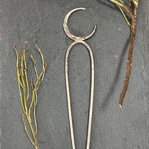 Crescent Moon Haarnadel, Messing, Silber oder Kupfer