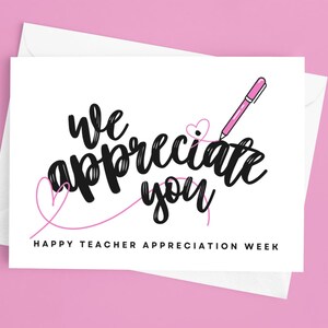 We Appreciate You Digital Download Teacher Appreciation Card Printable