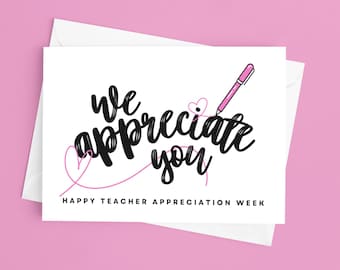 We Appreciate You Digital Download Teacher Appreciation Card Printable
