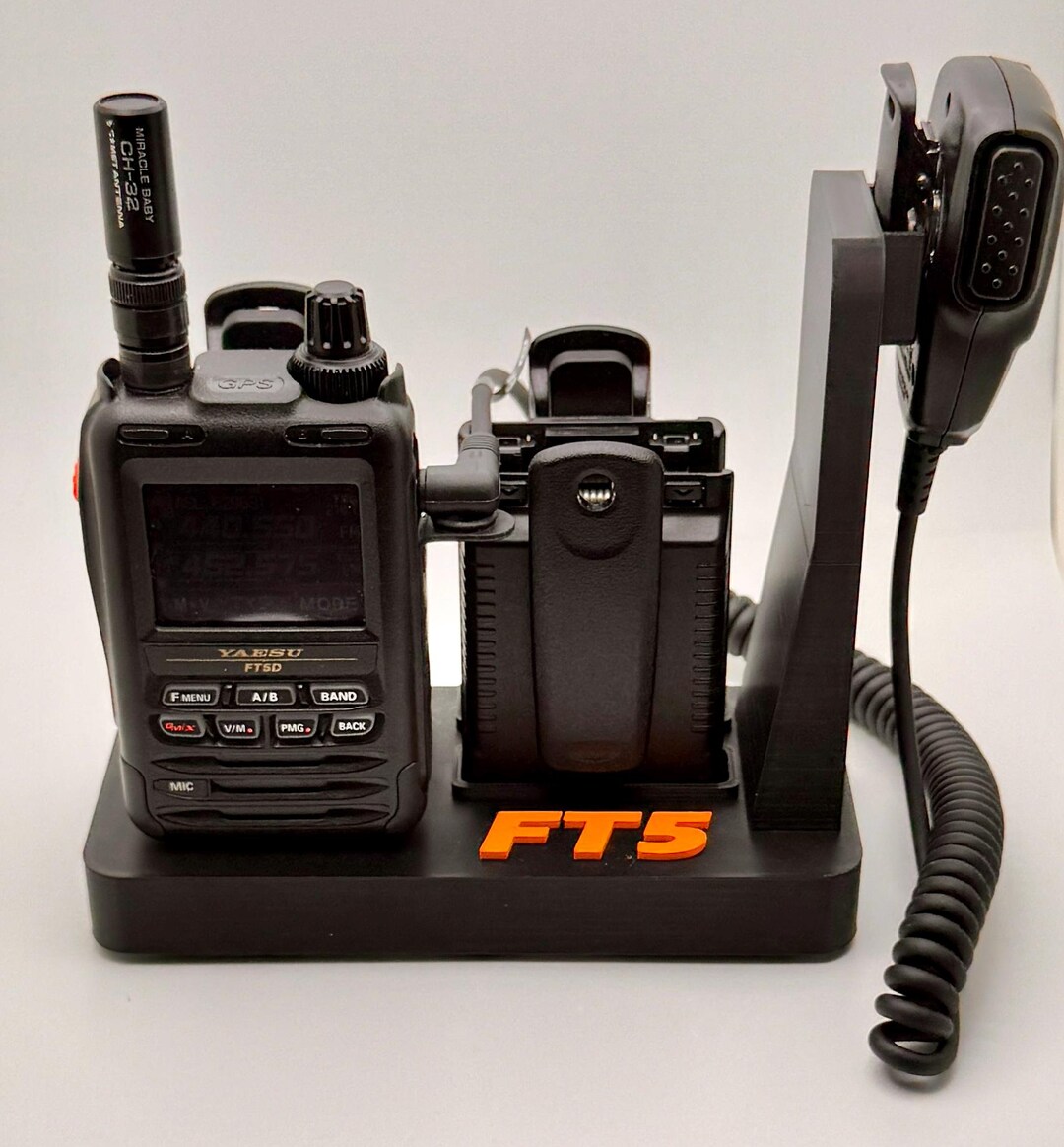 Yaesu FT5D Radio Stand: Rugged 3D Printed Desktop Holder With Dual