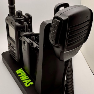 Yaesu FT5D Radio Stand: Custom Callsign, Dual Battery Slots, 3D Printed