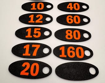 Ham Radio Band Marker Tags - Weather Resistant PETG - Custom Colors - 12 pc Set