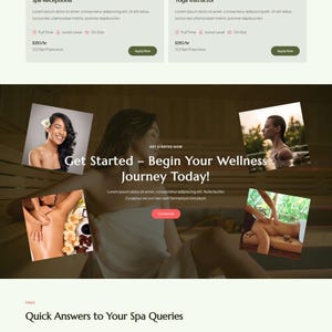 May include: A website for Selina Spa & Wellness, advertising career opportunities in the wellness sector. Roles include Spa Therapist, Esthetician, Spa Receptionist, and Yoga Instructor. Features spa treatment images.