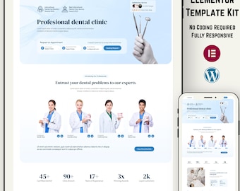 Professional Dental Clinic Elementor Template Kit | Responsive Medical & Healthcare Website Design | No Coding Required