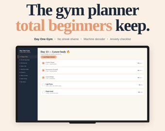 Beginner Gym Planner Digital Download, First 90 Days Workout Tracker, Gym Anxiety Checklist, Machine Guide for Women Starting Fitness