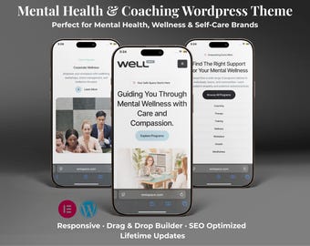 Mental Health & Life Coaching WordPress Elementor Template | Therapy, Psychology And Wellness Website Design,