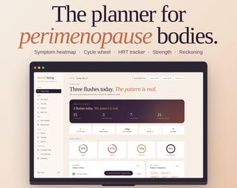 Perimenopause Planner Digital, Menopause Symptom Tracker, HRT Hormone Journal, Hot Flash Tracker, Midlife Women Health Planner