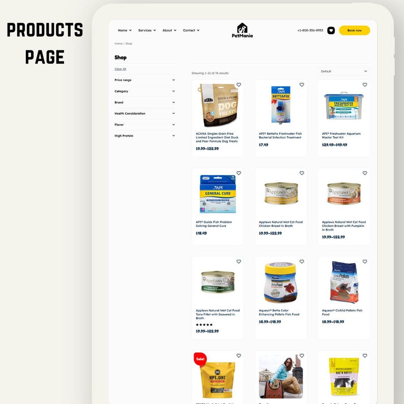 WordPress-tema för djuraffär, WooCommerce-mall för djuraffär, Elementor Pro-webbdesign för djurvård, webbplatsmall för hundtrimning och veterinärklinik bild 5