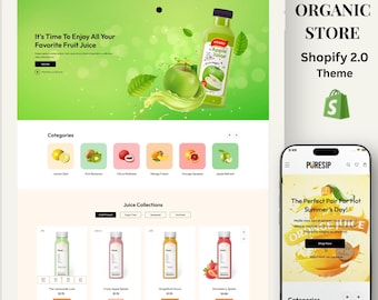 Juice & Organic Drink Shopify Template | Modern Beverage, Smoothie And Healthy Food Store Theme | Shopify 2.0 Responsive Design