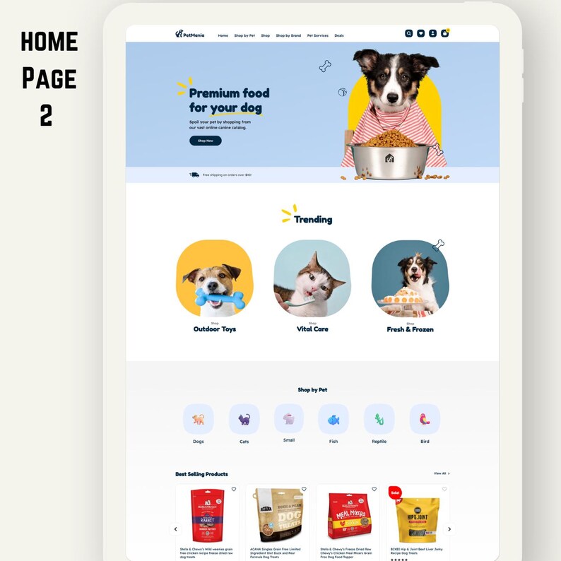 WordPress-tema för djuraffär, WooCommerce-mall för djuraffär, Elementor Pro-webbdesign för djurvård, webbplatsmall för hundtrimning och veterinärklinik bild 3