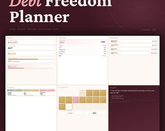 Debt Freedom Planner, Zero Based Budget, Debt Snowball Tracker, Cash Envelopes, Sinking Funds, No Spend Tracker, HTML Digital Planner