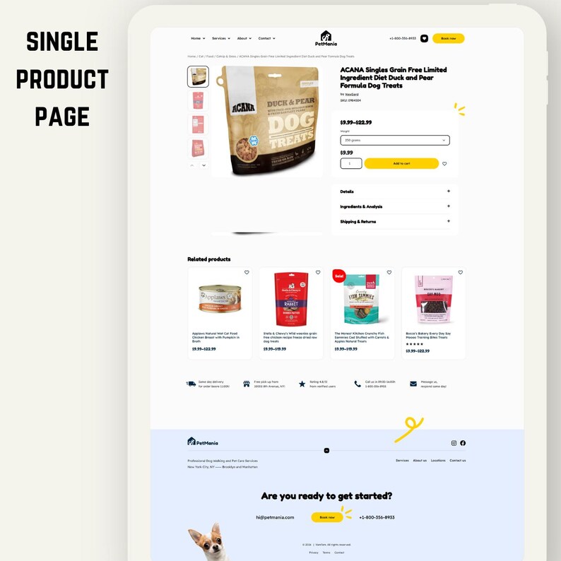 WordPress-tema för djuraffär, WooCommerce-mall för djuraffär, Elementor Pro-webbdesign för djurvård, webbplatsmall för hundtrimning och veterinärklinik bild 6