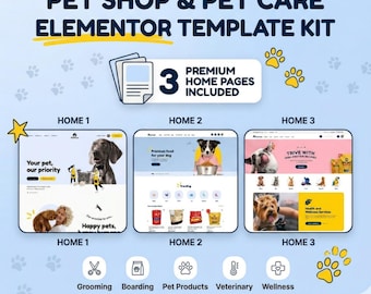 Pet Store WordPress Theme, WooCommerce Pet Shop Template, Elementor Pro Animal Care Website Design, Dog Grooming Vet Clinic Site Template