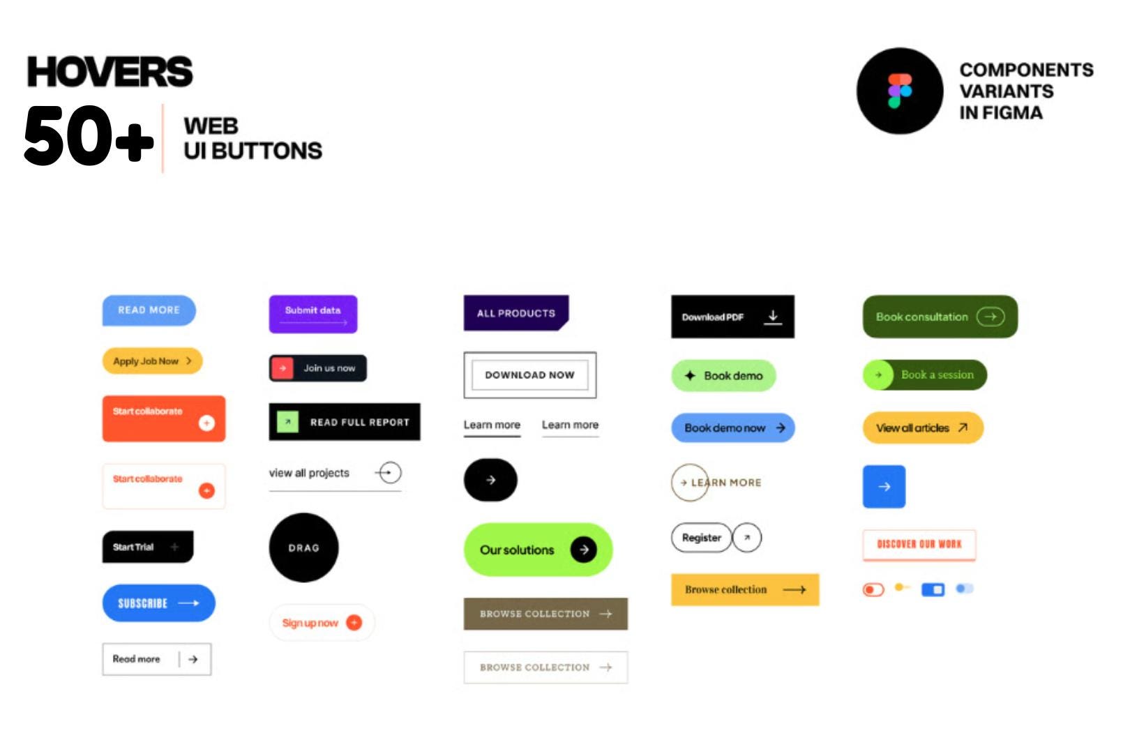 Figma Web UI Buttons Kit – 50+ Modern Editable Components for Websites ...