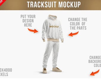 Premium trainingspakmodel PSD | Sjabloon realistisch sweatshirt en joggingbroek | Bewerkbaar gelaagd Photoshop-bestand | Mockup kledingontwerp