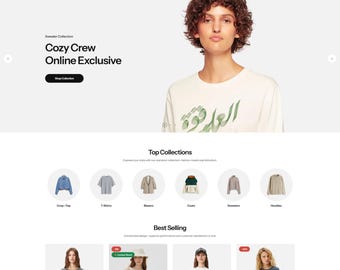 Tema de moda de Shopify / Diseño de tienda online adaptable / Diseño moderno de ropa y accesorios / Plantilla de comercio electrónico de Shopify 2.0