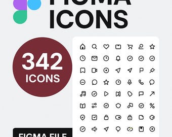 Paquete de iconos de Figma: 342 iconos vectoriales modernos / Archivo Figma + PDF / Descarga instantánea Diseño UI/UX, interfaz gráfica web y de aplicaciones