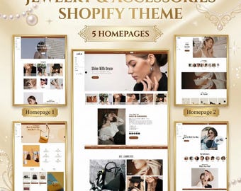 Tema de Shopify para joyería, plantilla de Shopify para accesorios, diseño de sitio web para boutique de lujo, tienda de moda moderna, diseño elegante para joyería