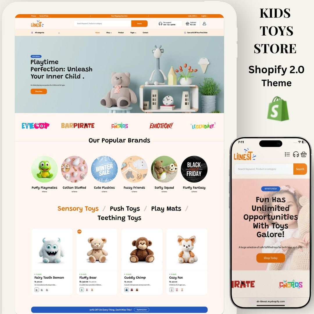 Kids &amp; Baby Store Shopify Theme| Responsive Toys and Clothing Ecommerce Template | Cute Baby ...