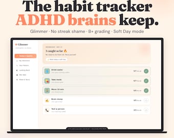 ADHD Habit Tracker Digital Planner, Interactive Daily Habits, No Streak Shame, Neurodivergent Planner, Works Offline, Instant Download