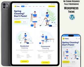 Cleaning Services WordPress Theme – Responsive Elementor Design for Home, Office & Maid Agencies, WooCommerce Ready, SEO Friendly