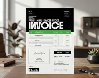 Modelo de fatura moderno em InDesign | Layout limpo para cobrança empresarial | Formulário profissional de papelaria corporativa | Design de fatura editável para freelancers