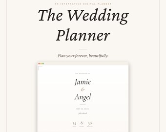 Digital Wedding Planner, Bride Organizer with Budget Tracker, Guest List, Vendor Directory, Day-Of Timeline & 12-Month Wedding Checklist