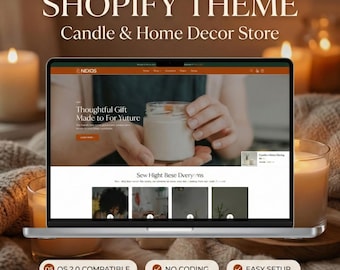 Tema de Shopify 2.0 para velas hechas a mano / Plantilla para sitio web de regalos y decoración del hogar hechos a mano / Diseño minimalista de tienda de comercio electrónico sin programación