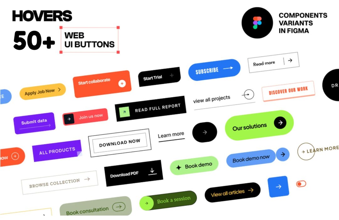 Figma Web UI Buttons Kit – 50+ Modern Editable Components for Websites ...