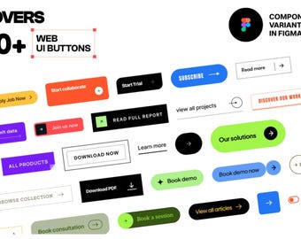 Kit di pulsanti dell'interfaccia utente Web Figma: oltre 50 componenti moderni modificabili per siti Web, app e design di dashboard