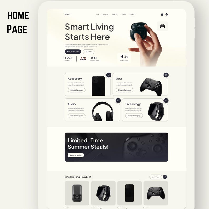 Kit de plantillas Elementor para tiendas de electrónica y comercio electrónico en WordPress, diseños para tiendas de tecnología, páginas web para tiendas de gadgets, plantillas web, diseño de sitios web imagen 2
