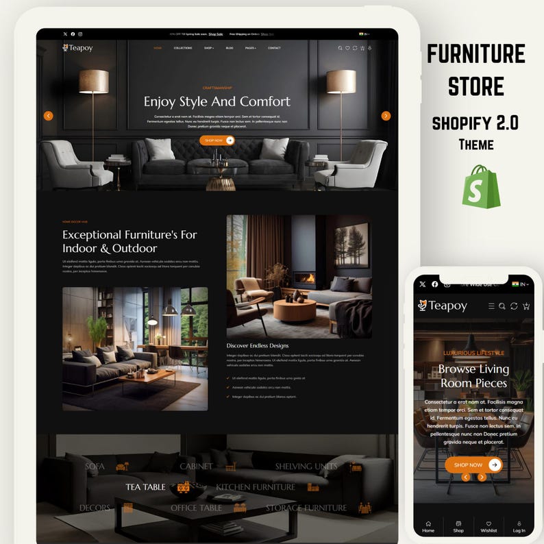 A premium multipurpose Shopify theme built for modern online stores offering furniture, fashion, electronics, grocery, and accessories. Features include drag-and-drop builder, AJAX add-to-cart, wishlist, product comparison, countdown timer, mega menu, and fully responsive design. Perfect for creating a stylish, fast, and SEO-optimized eCommerce store that delivers smooth navigation, modern layouts, and high-converting user experience.