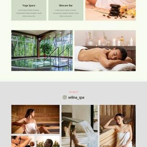 May include: Website for Selina Spa & Wellness, promoting spa treatments and wellness services. Includes massage therapy, facial treatments, and spa packages. The site focuses on relaxation and serenity.