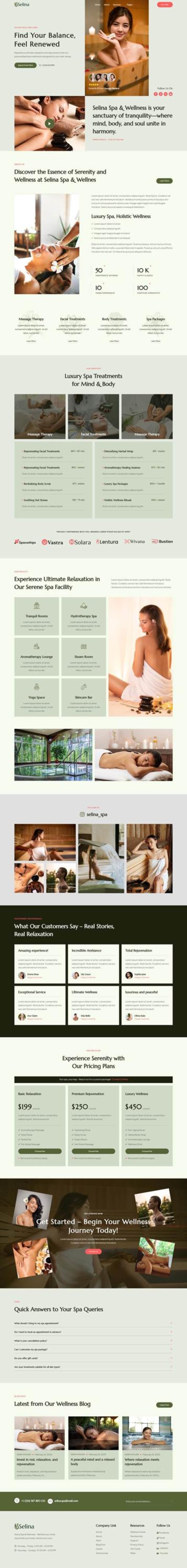 May include: Website for Selina Spa & Wellness, promoting spa treatments and wellness services. Includes massage therapy, facial treatments, and spa packages. The site focuses on relaxation and serenity.