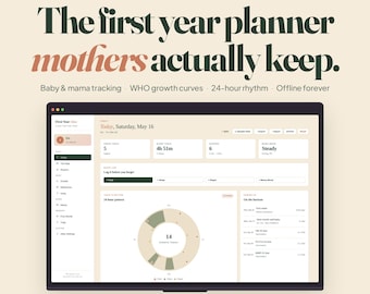 First Year Baby Planner Digital Tracker, Milestone & WHO Growth Chart, New Busy Mom Postpartum Planner, Offline Instant Download