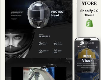 Tema de Shopify 2.0 para cascos de motocicleta / Tienda de artículos deportivos y accesorios para motocicletas / Creador adaptable, optimizado para SEO y con función de arrastrar y soltar