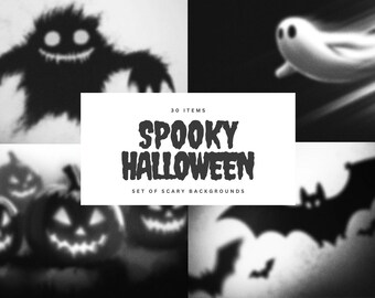 Spooky Halloween Background Bundle – 30 Dark Horror Shadows, Ghosts, Pumpkins & Haunted Digital Backdrops – Printable Creepy Wall Art