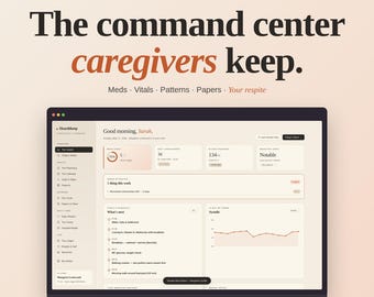 Sandwich Generation Caregiver Planner | Medication Tracker Vitals Behavior Log Hospital Ready Digital Planner HTML Offline No Subscription