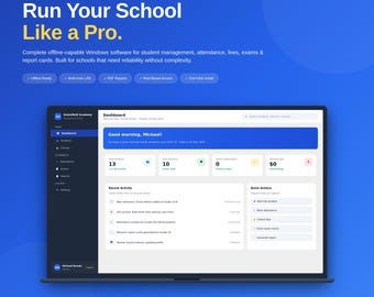School Management Software for Windows | Student Database, Attendance Tracker, Fee Vouchers, Report Card Maker | Offline Multi-User App