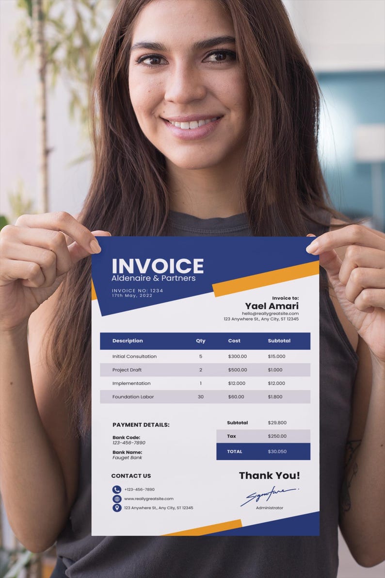 Foundation Invoice Minimalist Canva Invoice Template: Editable Business Billing (digital ...