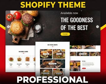 Tema premium de Shopify para tiendas de alimentación, plantilla de sitio web de comercio electrónico adaptable, diseño de tienda online con función de arrastrar y soltar, tema para comida rápida y productos orgánicos.