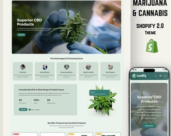 Tema de Shopify para marihuana medicinal y CBD: plantilla de comercio electrónico adaptable para tiendas de hierbas, productos orgánicos, bienestar, cannabis y vapeo.