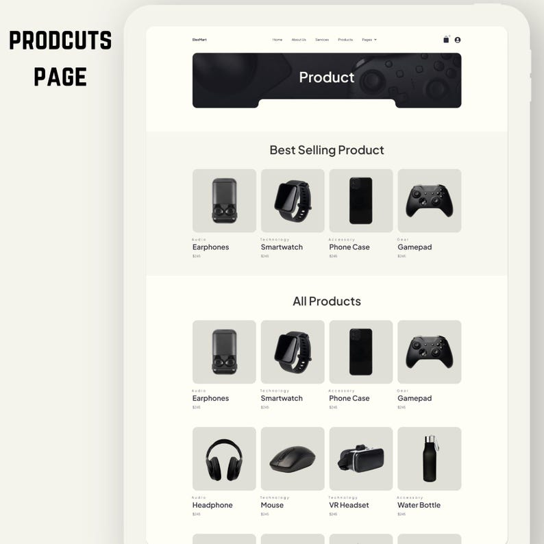 Kit de plantillas Elementor para tiendas de electrónica y comercio electrónico en WordPress, diseños para tiendas de tecnología, páginas web para tiendas de gadgets, plantillas web, diseño de sitios web imagen 3