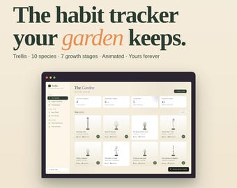 Habit Tracker Digital Planner, Animated Plant Growth Habit Journal, Daily Self Care Tracker, Interactive No Subscription Download