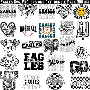 Eagles Team SVG Bundle: Retro, Cheetah Print, Football & Baseball (Digital Files)
