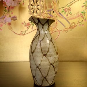 Vintage Japans aardewerk knopvaas: craquelé glazuur Wabi-Sabi-decor