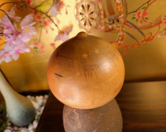 ヴィンテージこけし人形：「無神」渡辺正夫作、サイン入り日本民芸品