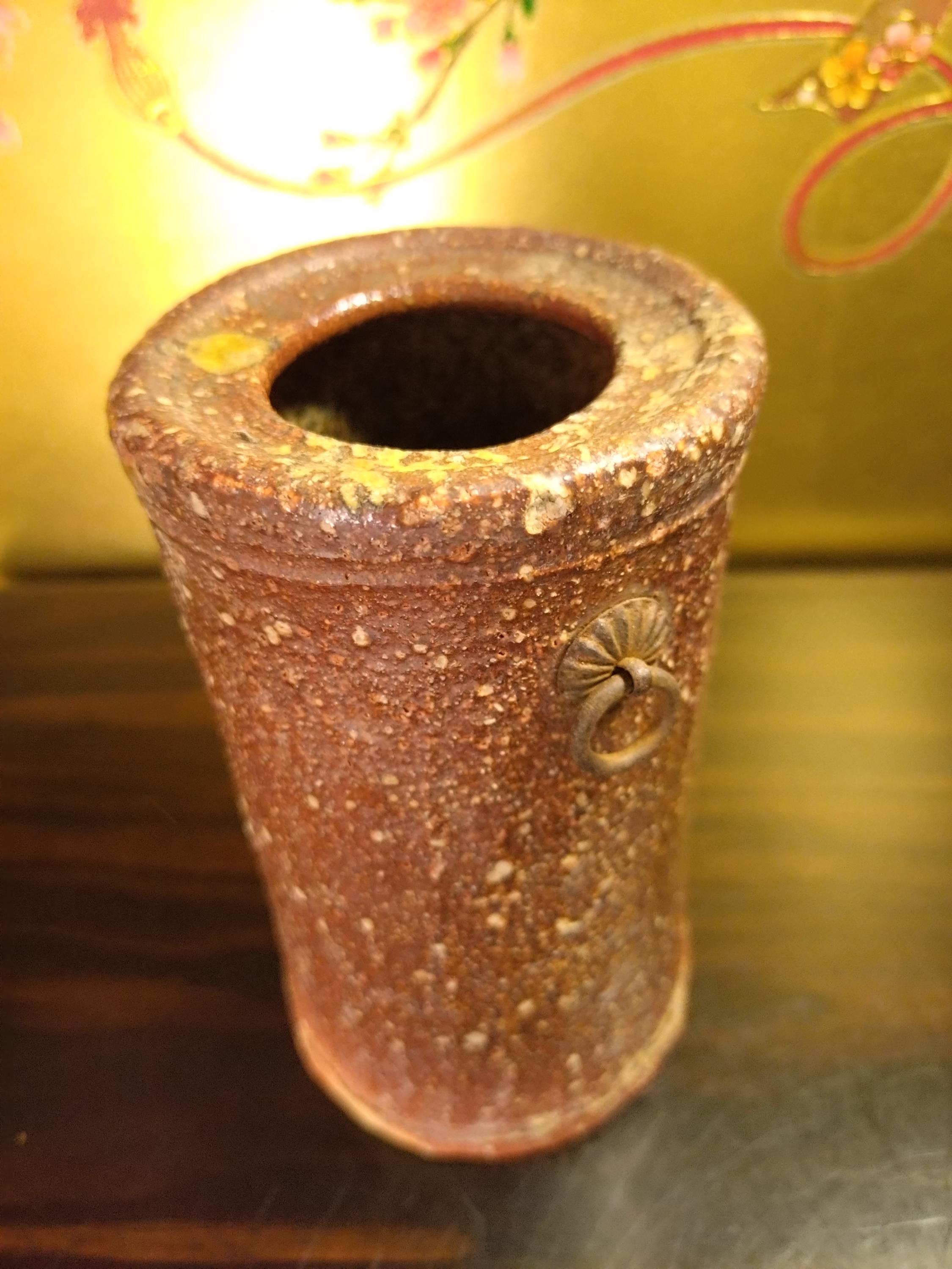 ヴィンテージ信楽焼花瓶：鉄輪付き素朴な日本の陶器 - Etsy