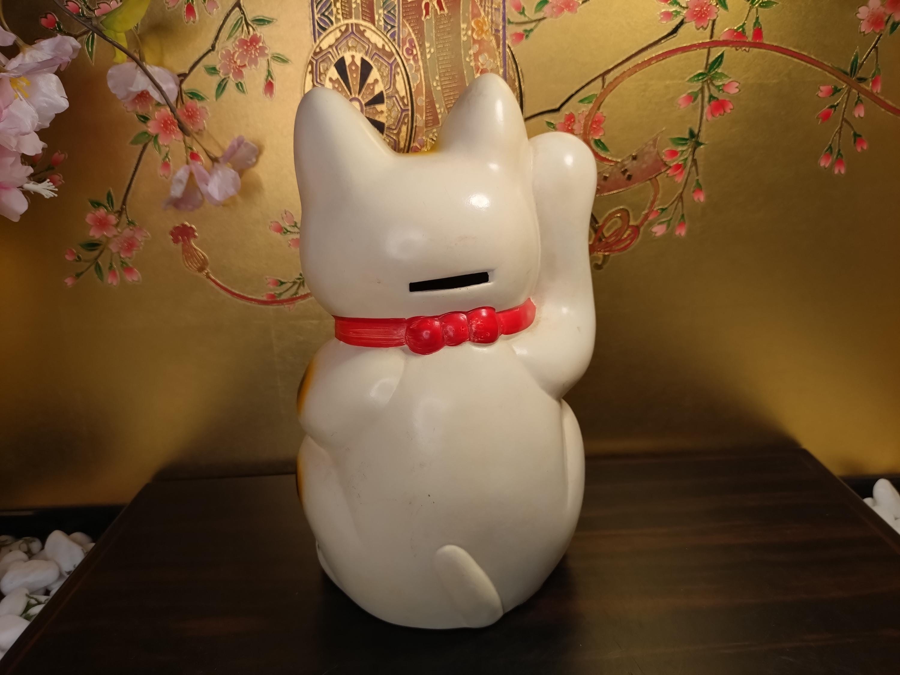 ヴィンテージの招き猫貯金箱 – 幸運の猫の置物、1970年代 - Etsy 日本