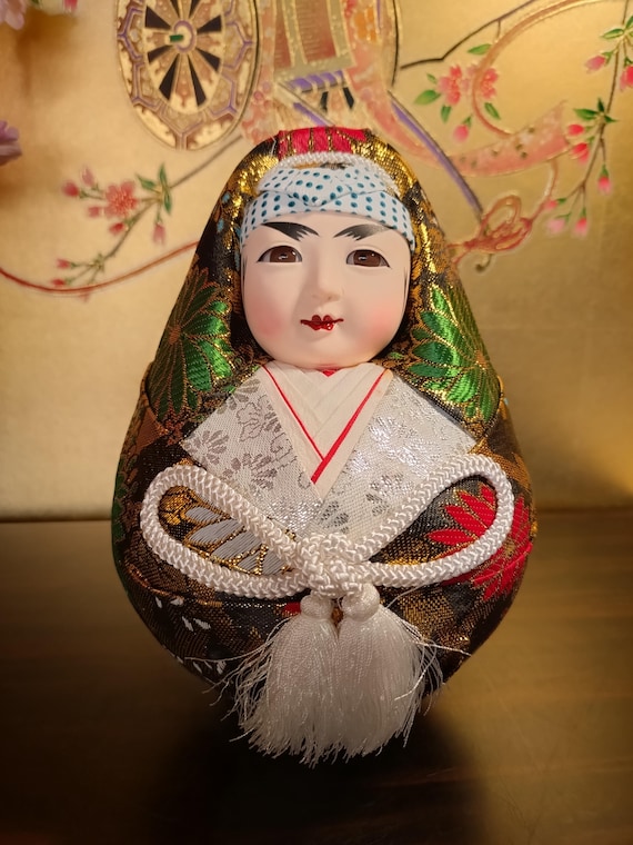 ヴィンテージ錦だるま人形：錦織の幸運のお守り（高さ7インチ） - Etsy